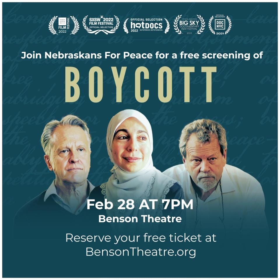 Nebraskan’s For Peace Screening: Boycott