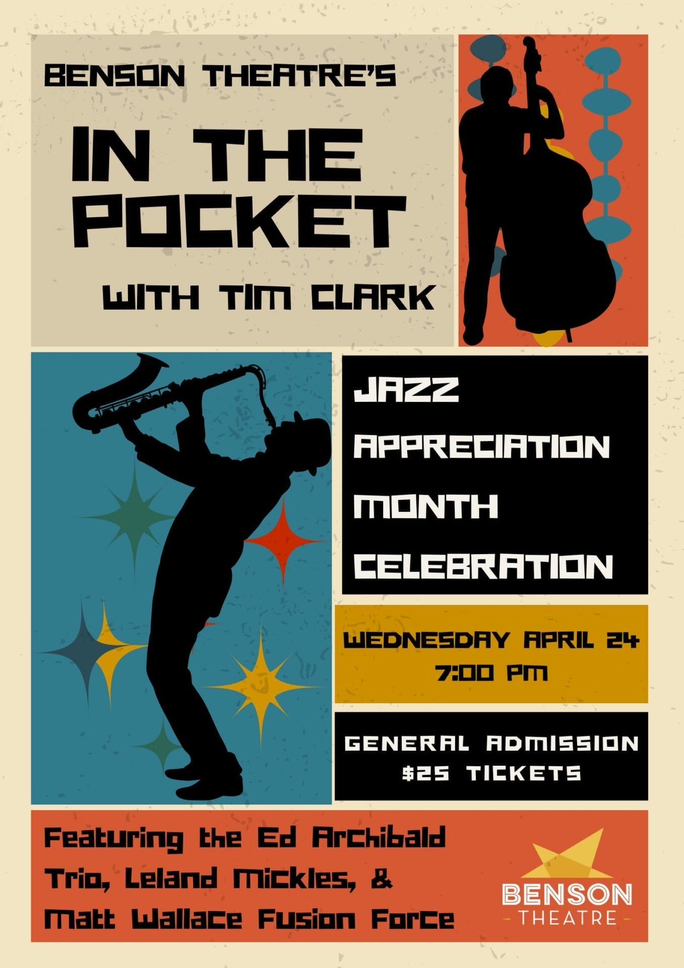 Benson Theatre’s In The Pocket with Tim Clark Presents a Jazz Appreciation Month Celebration